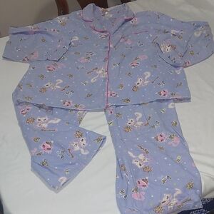 Sleep Tight 2 Piece Pajama Set .Size  Large Purple And Pink Cats .